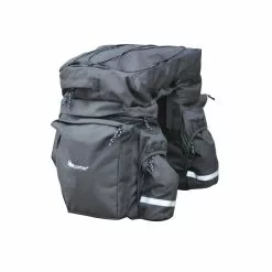 BikePartner – Caroline – Cykeltaske Til Bagagebærer -Sort – 3 Delt 40 Liter